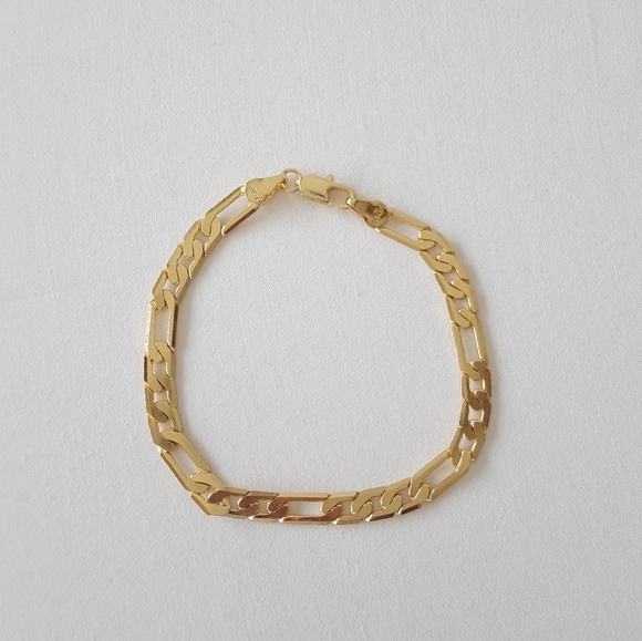Flat figaro 18k gold filled bracelet Free Shipping - Picture 1 of 7